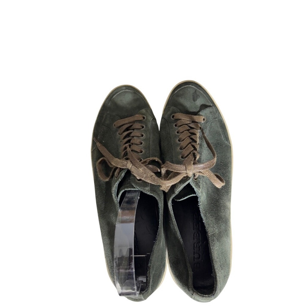 Burberry Mens Dark Green Suede Low Top Lace Up Sneakers Luxury Designer Shoes - Picture 7 of 10